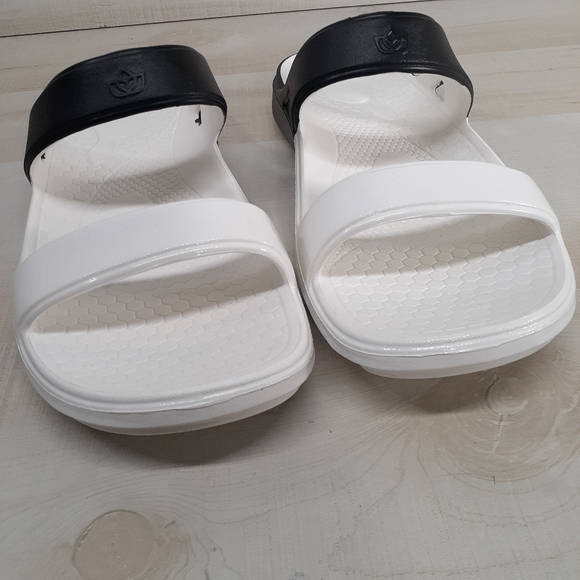 Spenco Fusion Black & White Slide Sandals Womens Size 10 Wide - Picture 8 of 9